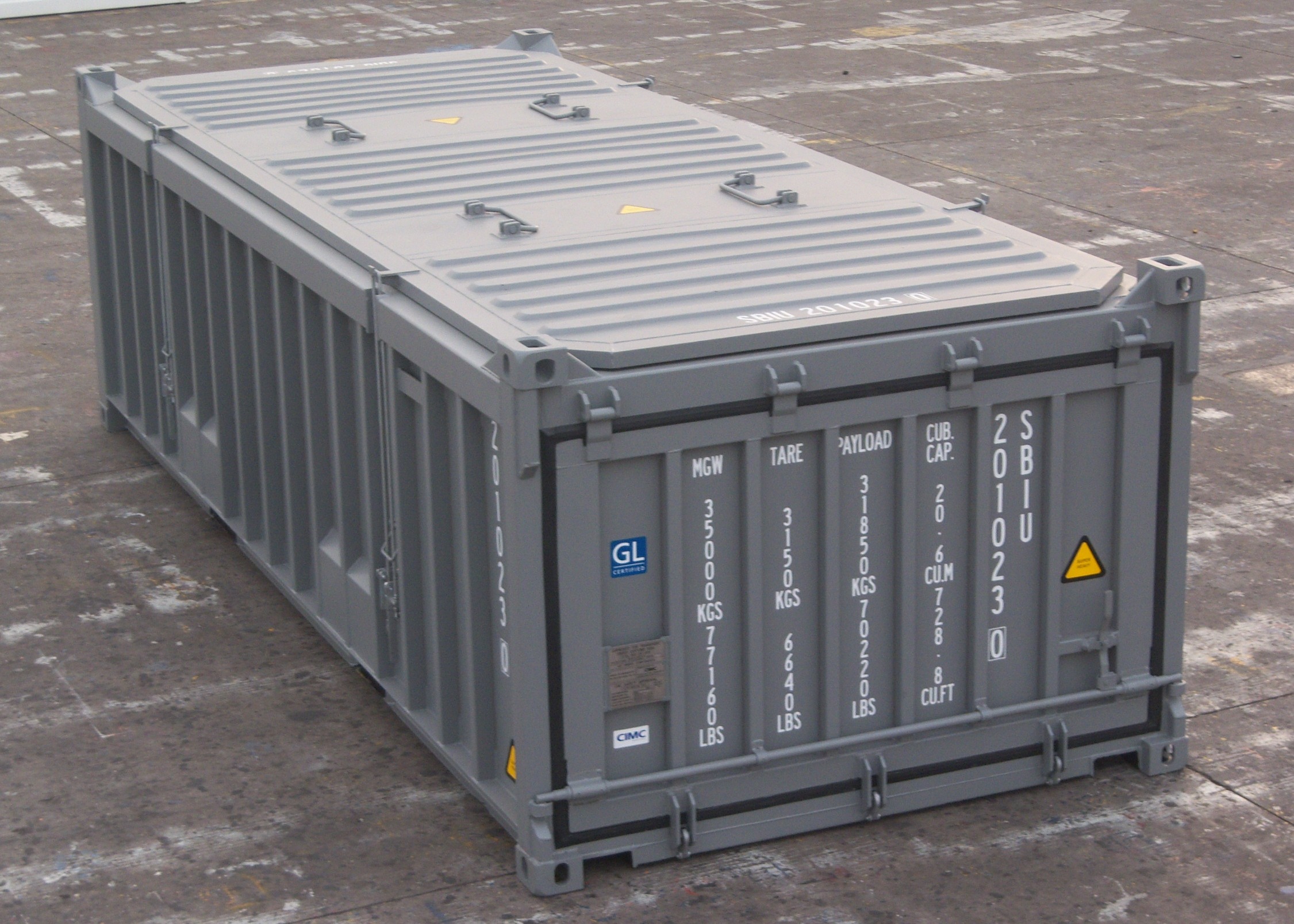 20’ X 4’ 3” High Open Top ISO Cargo Container With Hard Lid